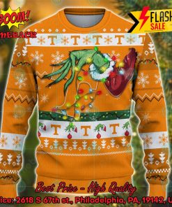 NCAA Tennessee Volunteers Grinch Hand Christmas Light Ugly Christmas Sweater