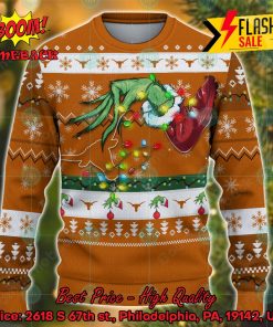 NCAA Texas Longhorns Grinch Hand Christmas Light Ugly Christmas Sweater