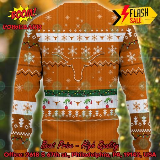 NCAA Texas Longhorns Grinch Hand Christmas Light Ugly Christmas Sweater