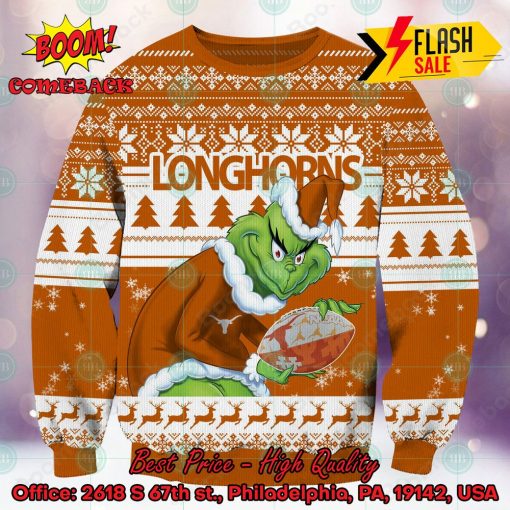 NCAA Texas Longhorns Logo Sneaky Grinch Ugly Christmas Sweater