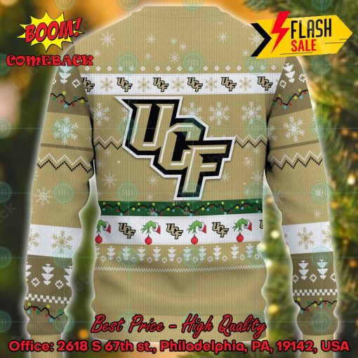 NCAA UCF Knights Grinch Hand Christmas Light Ugly Christmas Sweater