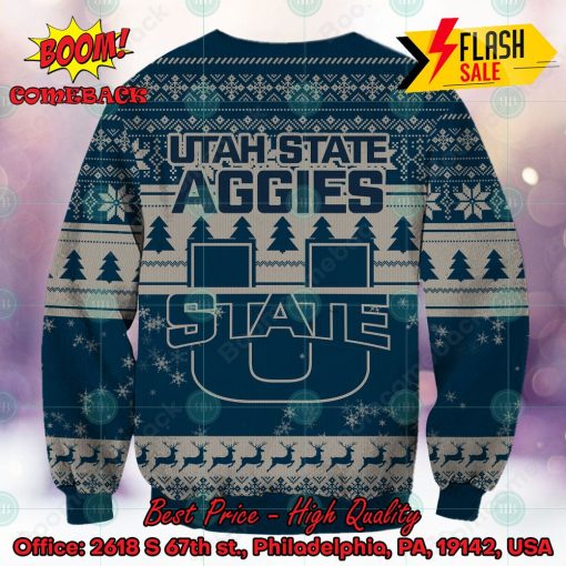 NCAA Utah State Aggies Sneaky Grinch Ugly Christmas Sweater