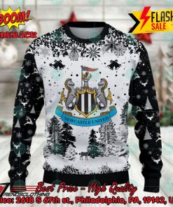 Newcastle United Big Logo Pine Trees Ugly Christmas Sweater