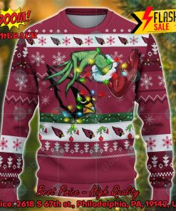 NFL Arizona Cardinals Grinch Hand Christmas Light Ugly Christmas Sweater