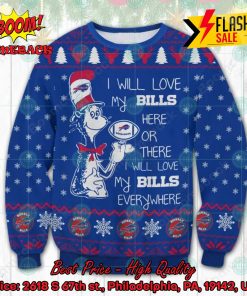NFL Buffalo Bills Dr Seuss I Will Love My Bills Everywhere Ugly Christmas Sweater