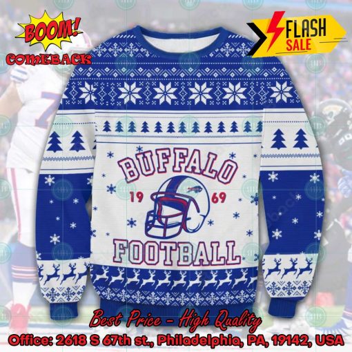 NFL Buffalo Bills Football 1969 Helmet Ugly Christmas Sweater