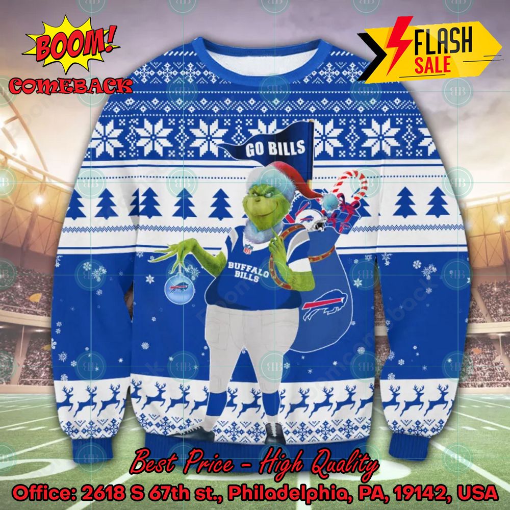 NFL Buffalo Bills Grinch Go Bills Ugly Christmas Sweater