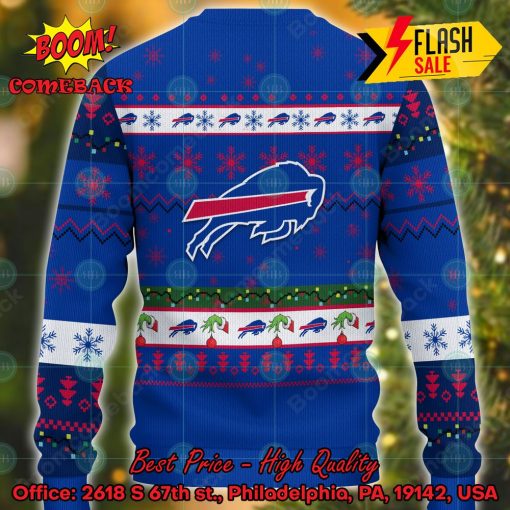 NFL Buffalo Bills Grinch Hand Christmas Light Ugly Christmas Sweater
