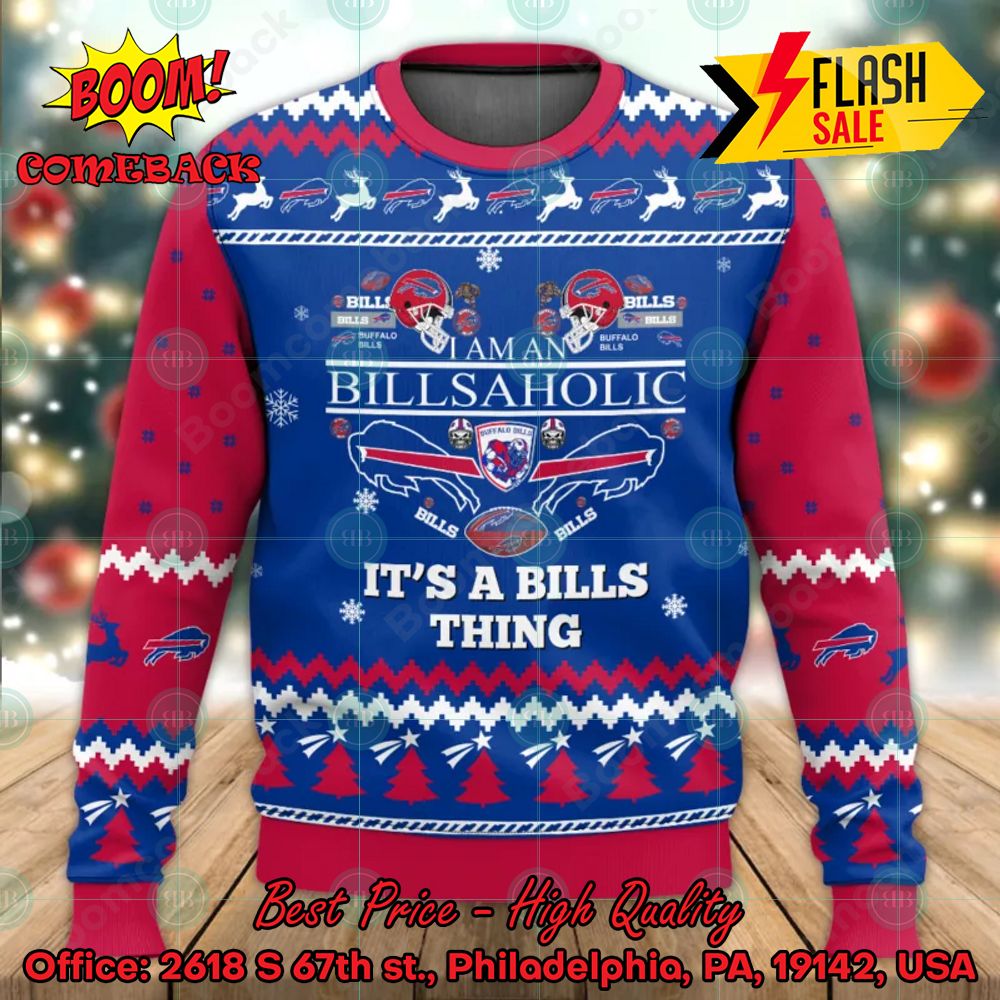 NFL Buffalo Bills I Am An Billsaholic It's A Bills Thing Ugly Christmas Sweater