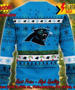 NFL Carolina Panthers Grinch Hand Christmas Light Ugly Christmas Sweater