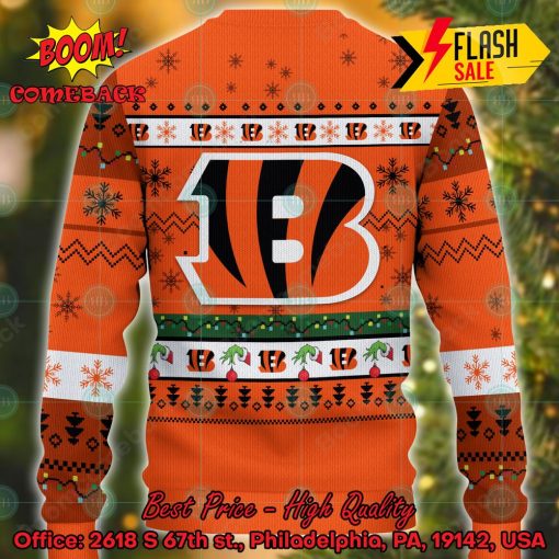 NFL Cincinnati Bengals Grinch Hand Christmas Light Ugly Christmas Sweater