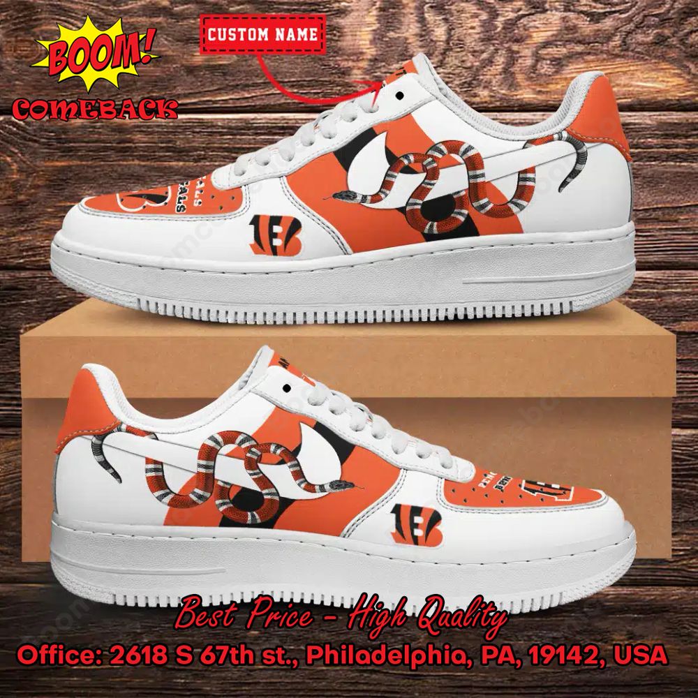 NFL Cincinnati Bengals Gucci Snake Personalized Name Nike Air Force Sneakers