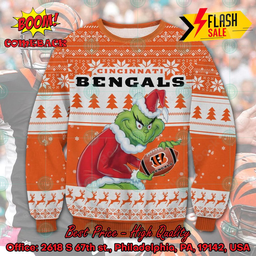 NFL Cincinnati Bengals Sneaky Grinch Ugly Christmas Sweater
