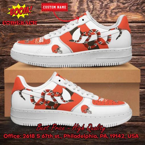 NFL Cleveland Browns Gucci Snake Personalized Name Nike Air Force Sneakers