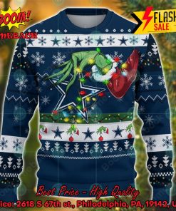 NFL Dallas Cowboys Grinch Hand Christmas Light Ugly Christmas Sweater