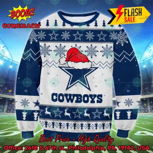 NFL Dallas Cowboys Logo Santa Hat Ugly Christmas Sweater