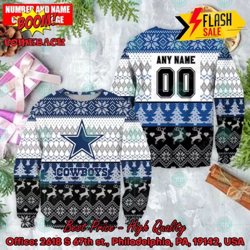 NFL Dallas Cowboys Personalized Name And Number Ugly Christmas Sweater