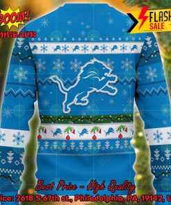 NFL Detroit Lions Grinch Hand Christmas Light Ugly Christmas Sweater