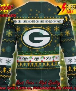 NFL Green Bay Packers Grinch Hand Christmas Light Ugly Christmas Sweater