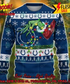 NFL Indianapolis Colts Grinch Hand Christmas Light Ugly Christmas Sweater