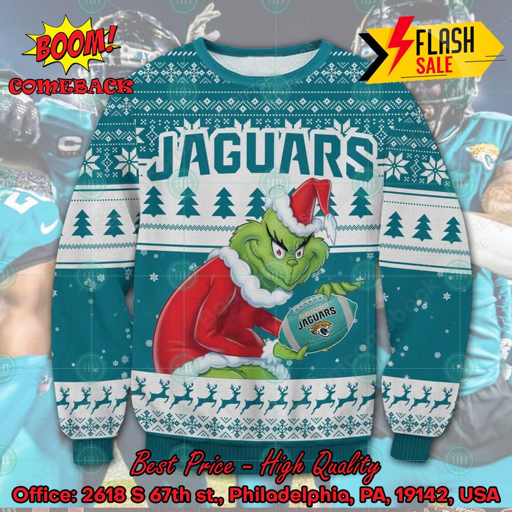 NFL Jacksonville Jaguars Sneaky Grinch Ugly Christmas Sweater