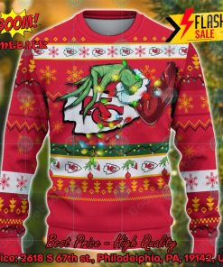 NFL Kansas City Chiefs Grinch Hand Christmas Light Ugly Christmas Sweater
