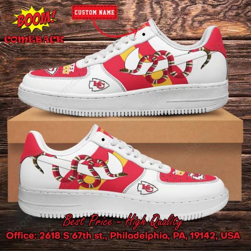 NFL Kansas City Chiefs Gucci Snake Personalized Name Nike Air Force Sneakers