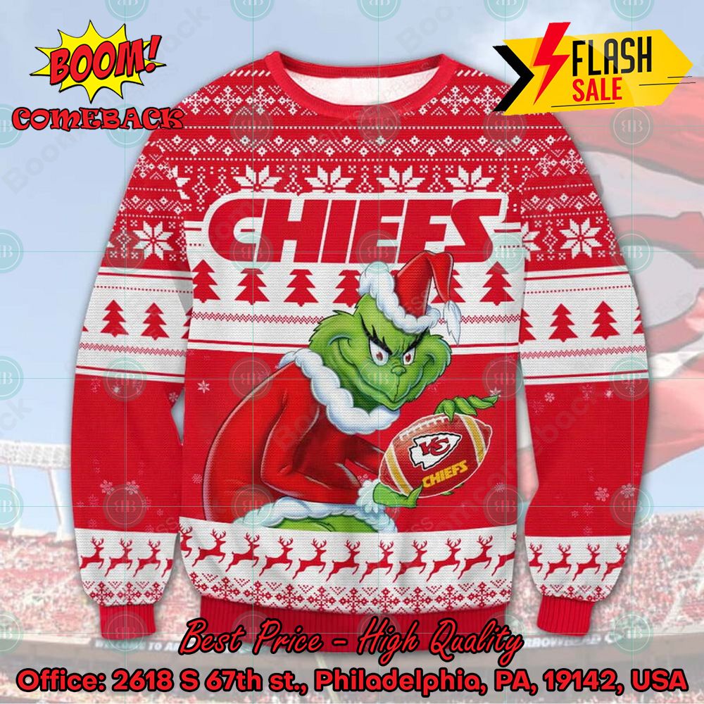 NFL Kansas City Chiefs Sneaky Grinch Ugly Christmas Sweater