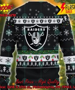 NFL Las Vegas Raiders Grinch Hand Christmas Light Ugly Christmas Sweater