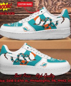 NFL Miami Dolphins Gucci Snake Personalized Name Nike Air Force Sneakers