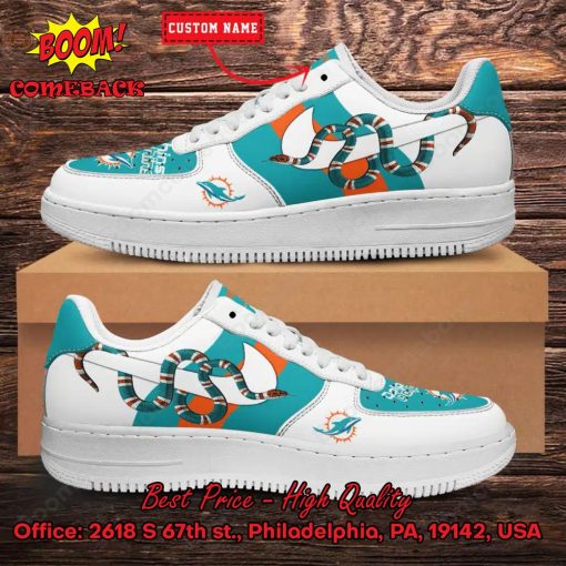 NFL Miami Dolphins Gucci Snake Personalized Name Nike Air Force Sneakers