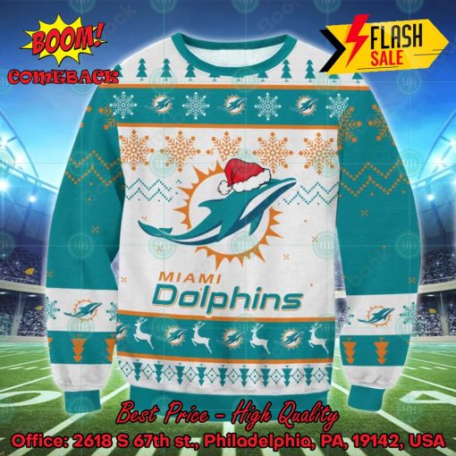 NFL Miami Dolphins Logo Santa Hat Ugly Christmas Sweater