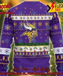NFL Minnesota Vikings Grinch Hand Christmas Light Ugly Christmas Sweater