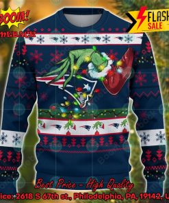 NFL New England Patriots Grinch Hand Christmas Light Ugly Christmas Sweater