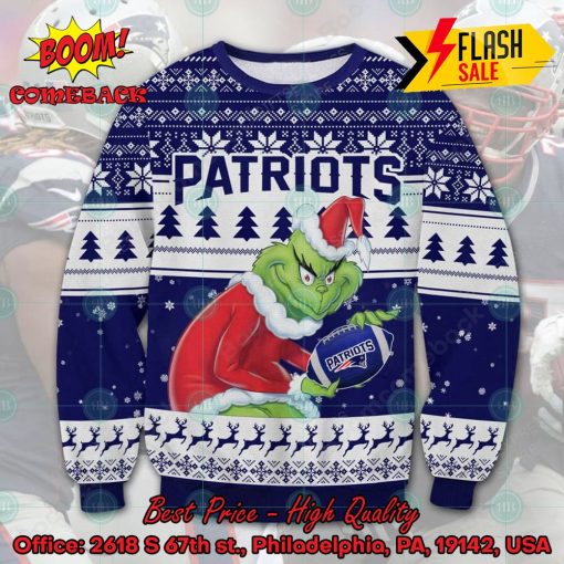 NFL New England Patriots Sneaky Grinch Ugly Christmas Sweater