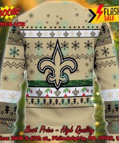 NFL New Orleans Saints Grinch Hand Christmas Light Ugly Christmas Sweater