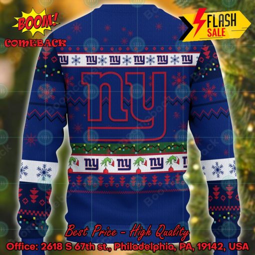 NFL New York Giants Grinch Hand Christmas Light Ugly Christmas Sweater