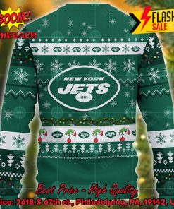 NFL New York Jets Grinch Hand Christmas Light Ugly Christmas Sweater