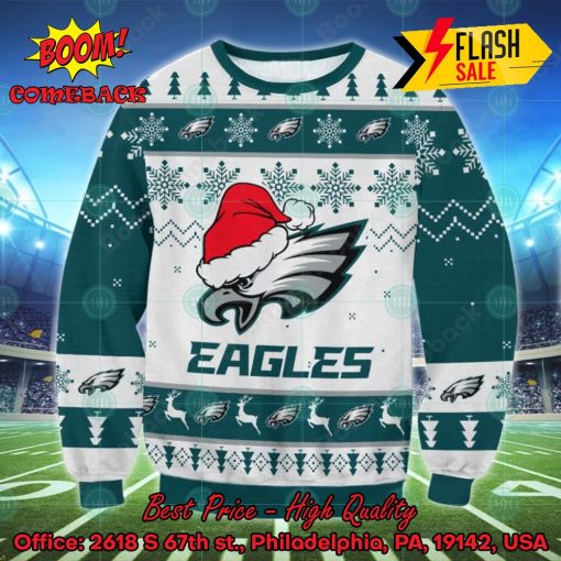 NFL Philadelphia Eagles Logo Santa Hat Ugly Christmas Sweater