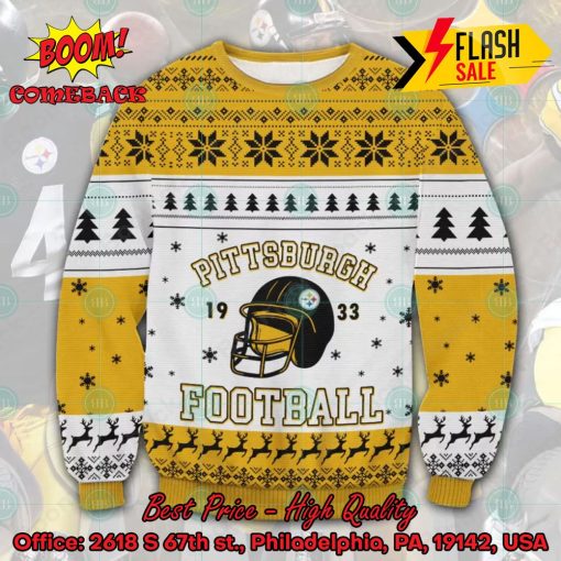 NFL Pittsburgh Steelers Football 1933 Helmet Ugly Christmas Sweater