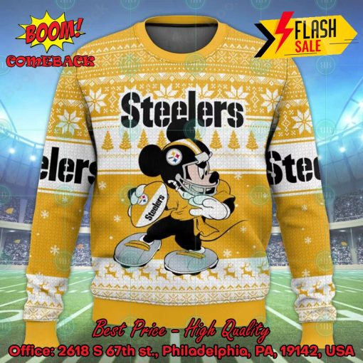 NFL Pittsburgh Steelers Mickey Mouse Player Ugly Christmas Sweater