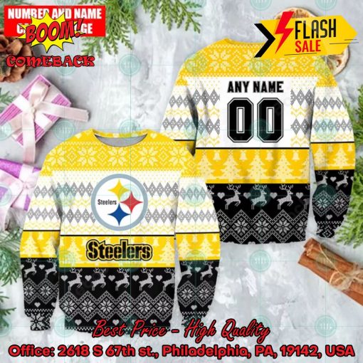 NFL Pittsburgh Steelers Personalized Name And Number Ugly Christmas Sweater