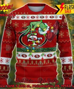 NFL San Francisco 49ers Grinch Hand Christmas Light Ugly Christmas Sweater