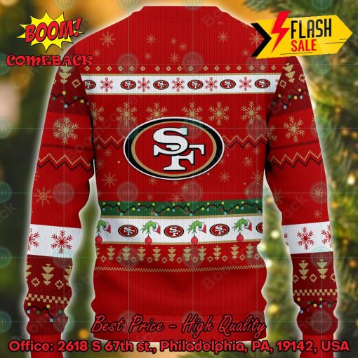 NFL San Francisco 49ers Grinch Hand Christmas Light Ugly Christmas Sweater