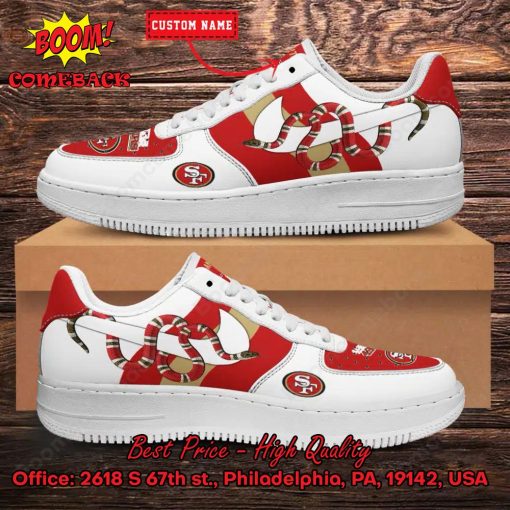 NFL San Francisco 49ers Gucci Snake Personalized Name Nike Air Force Sneakers