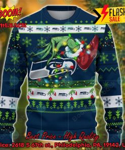 NFL Seattle Seahawks Grinch Hand Christmas Light Ugly Christmas Sweater