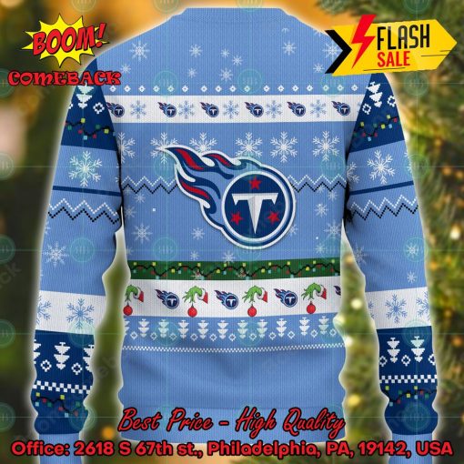 NFL Tennessee Titans Grinch Hand Christmas Light Ugly Christmas Sweater