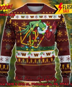 NFL Washington Commanders Grinch Hand Christmas Light Ugly Christmas Sweater