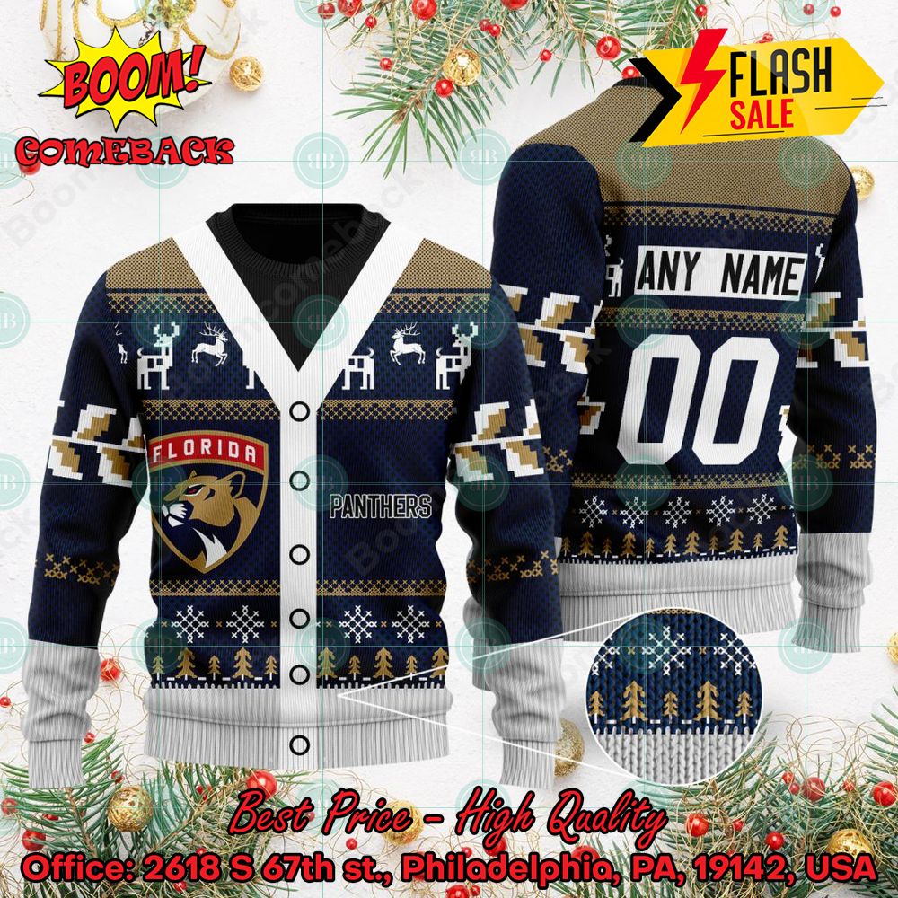 NHL Florida Panthers Custom Name And Number White 3D Ugly Christmas Sweater  Christmas Gift Ideas For Fans - Freedomdesign