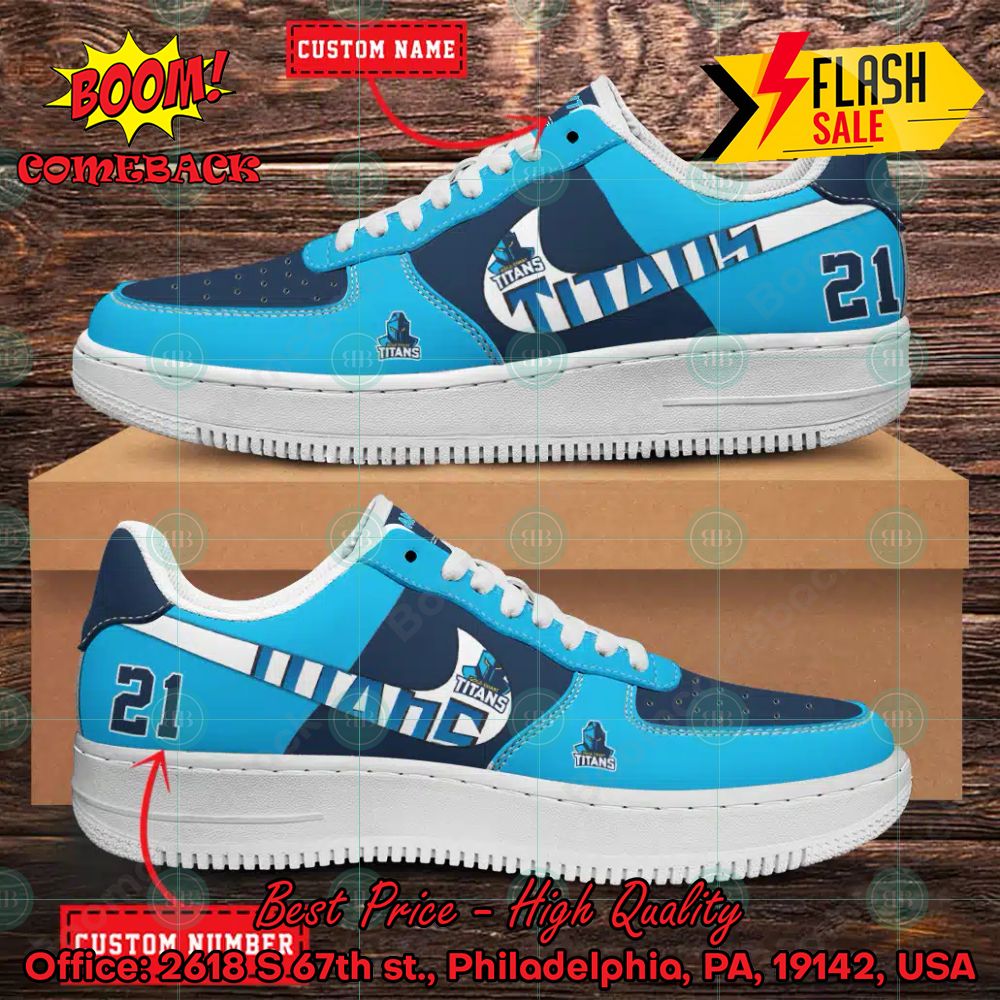 NRL Gold Coast Titans Personalized Nike Air Force Sneakers